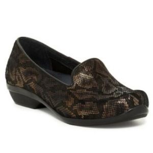 DANSKO Olivia black bronze snake slip on loafers